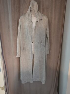 Cyrus 3x Light Gray Hooded Long Cardigan